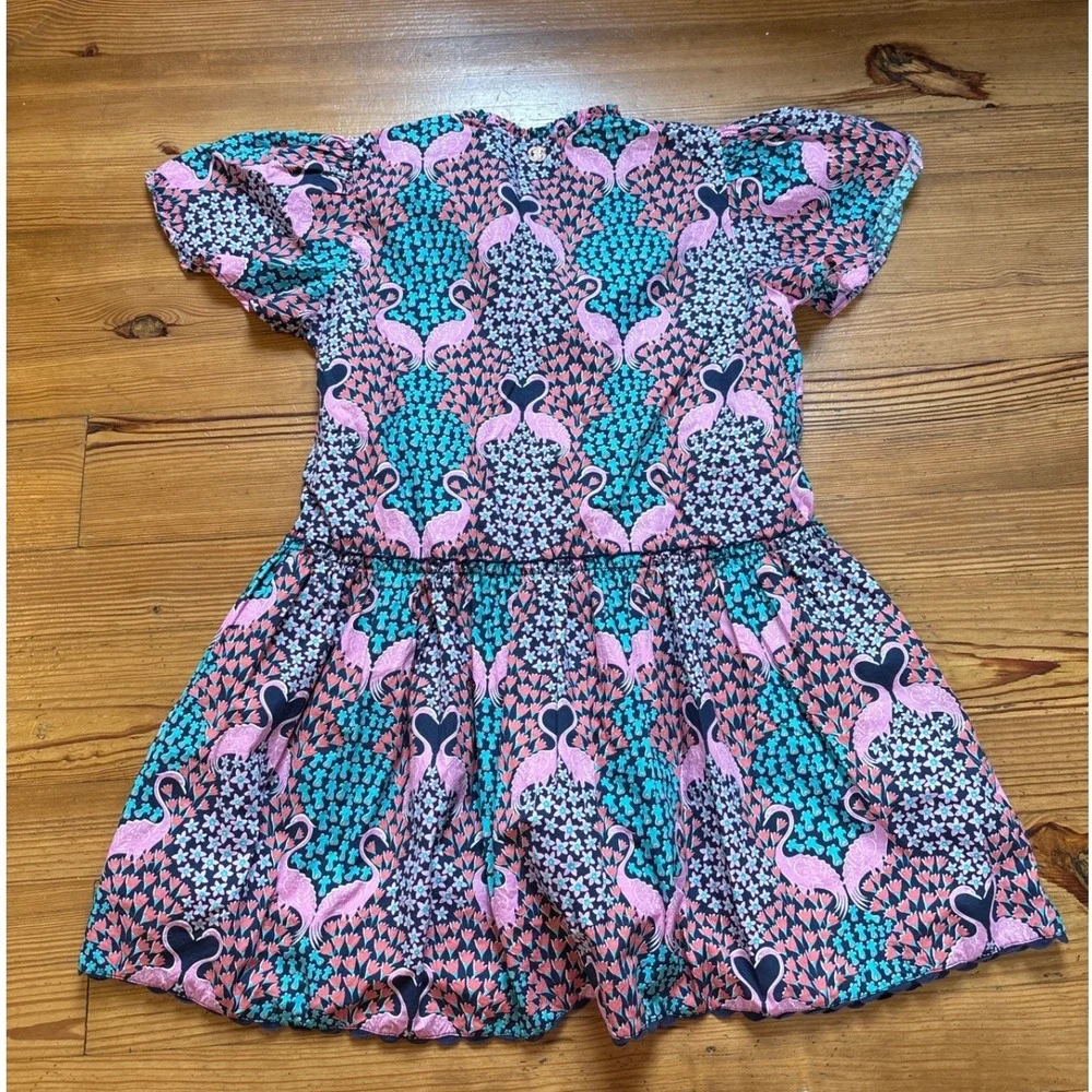 Simply Southern Dress Women Pink‎ Teal Flamingo Floral Drop Waist Boho SIZE M - Picture 5 of 7